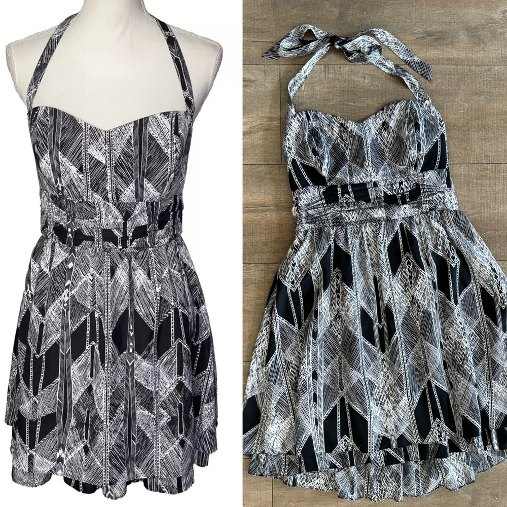 Guess Women's Halter Dress Retro Black and White Size 6